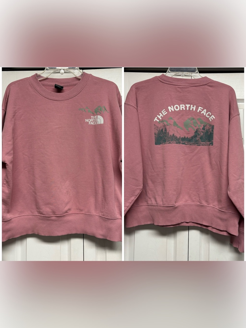 The North Face Women's Pink Crewneck Sweatshirt with Logo Tag